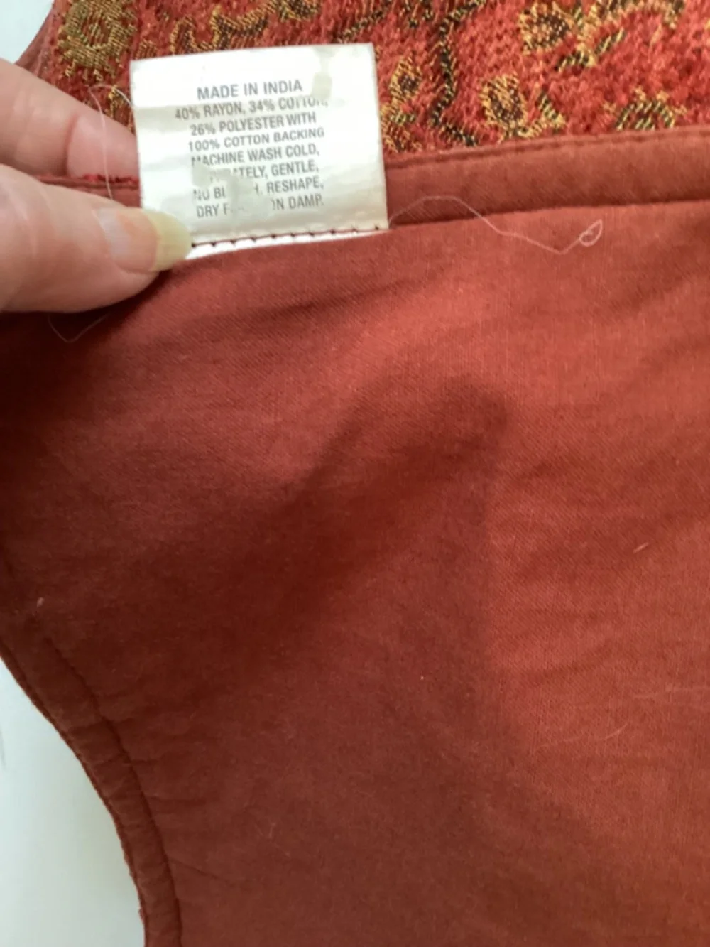 🔥 SALE! CRATE & BARREL, … Rich Red and Gold Tapestry Placemats, “DARCY”…10 pcs.